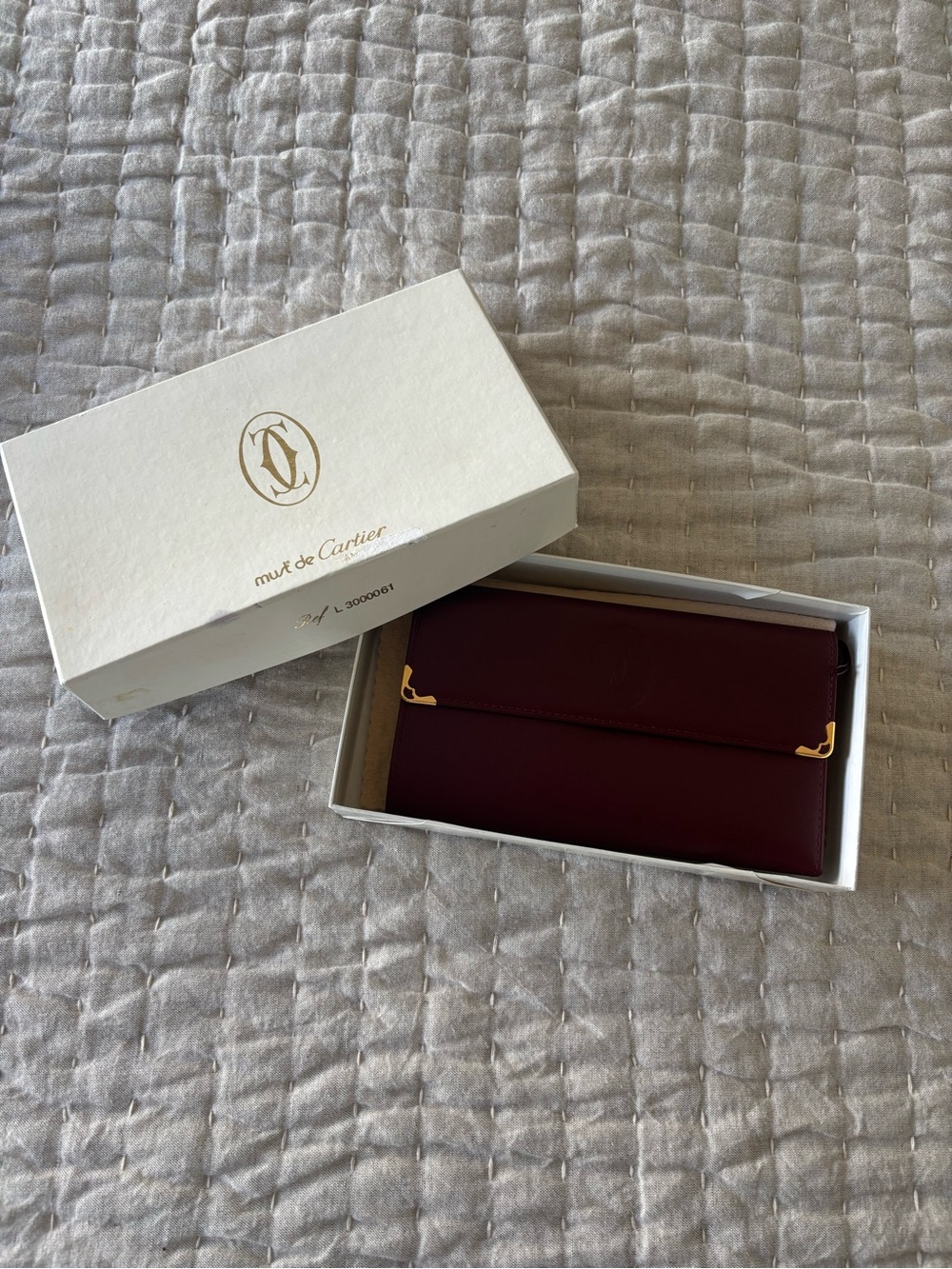 Cartier Burgundy Leather Continental Wallet with Gold Accents - Picture 5 of 5